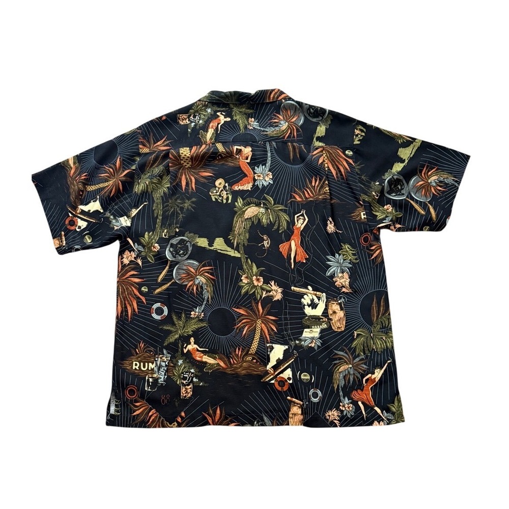 NWOT Tommy Bahama Black Havana Pin-Up Girl 100% Silk Camp Shirt L Resortwear - Picture 3 of 8